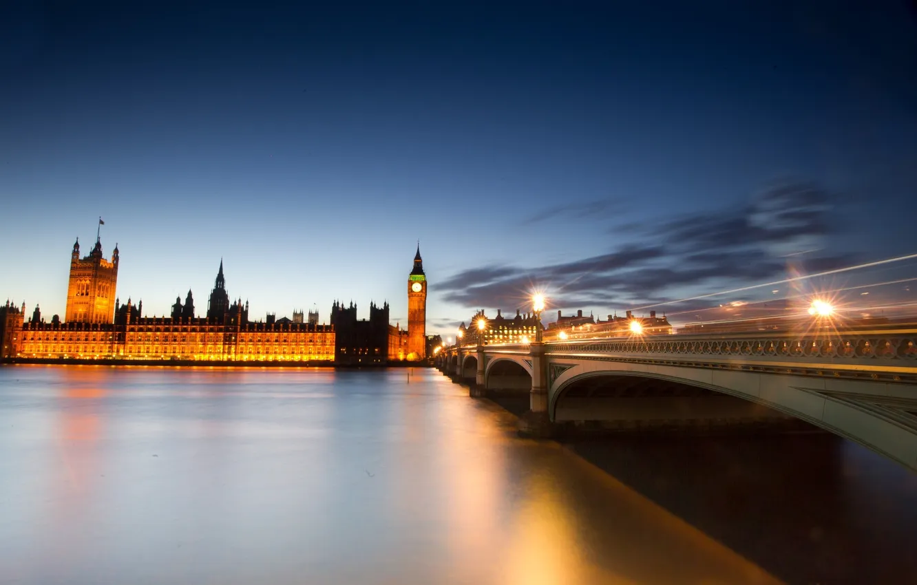 Photo wallpaper night, England, London, night, London, England, Big Ben
