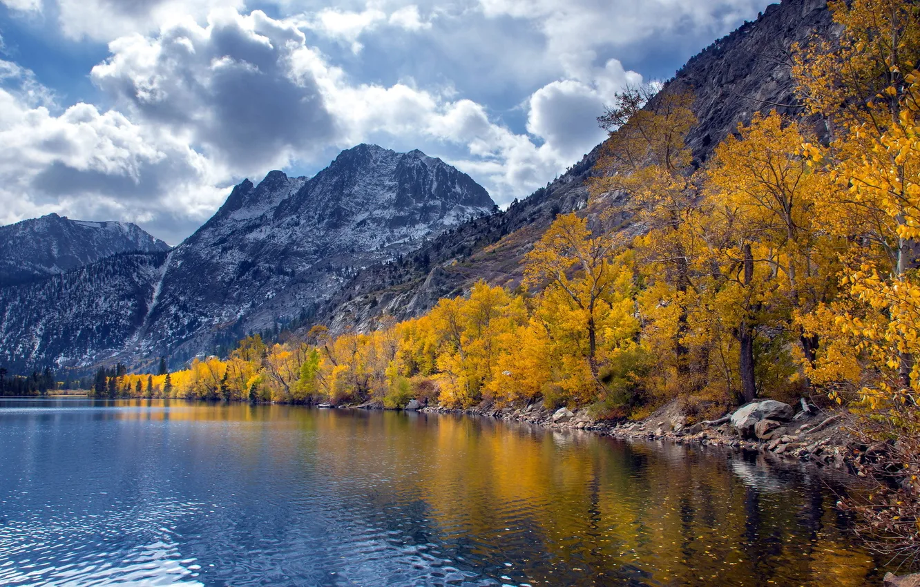 Photo wallpaper autumn, landscape, mountains, lake