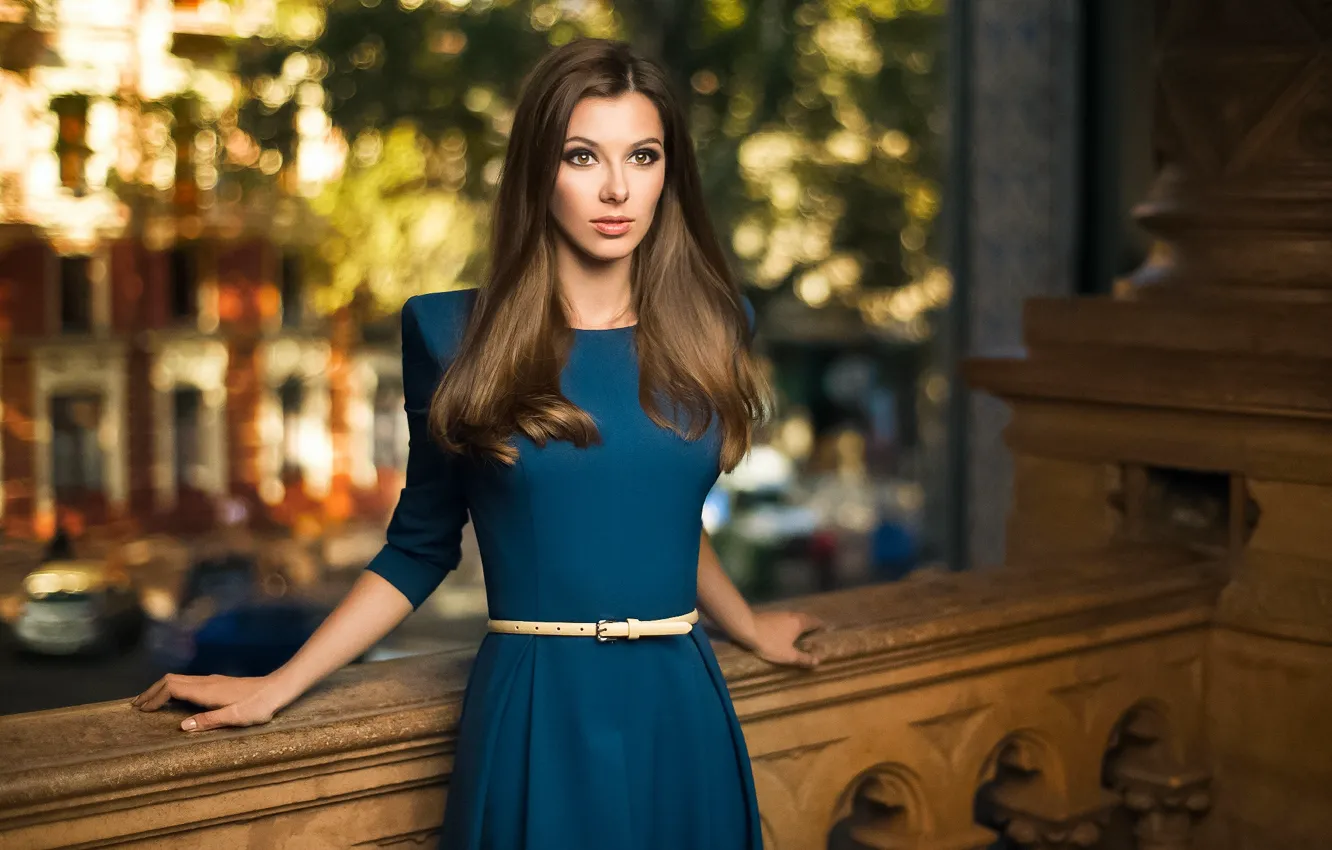 Photo wallpaper eyes, look, girl, dress, photographer, bokeh, Aleksandr Slyadnev