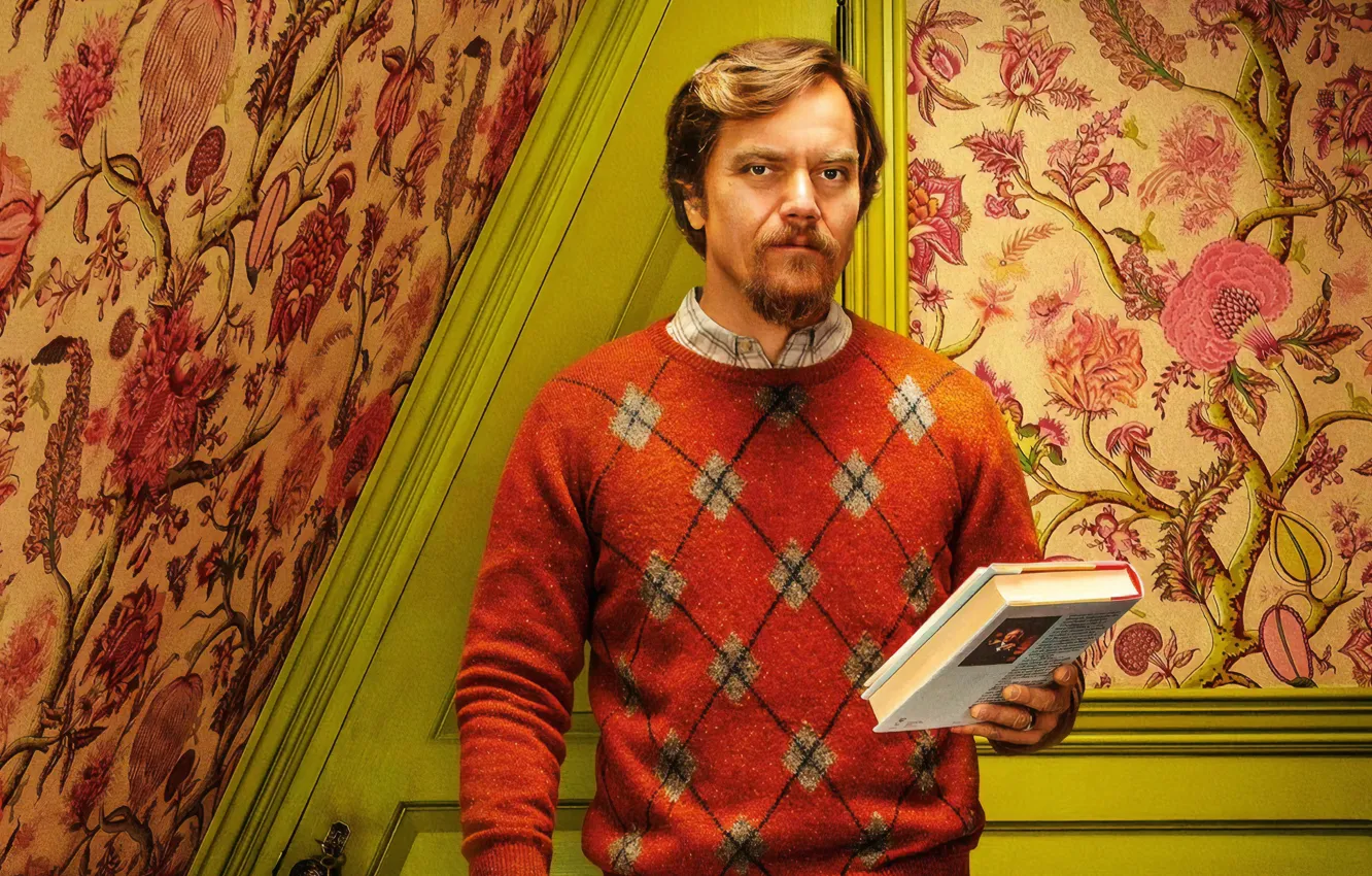 Photo wallpaper Wallpaper, glasses, book, beard, sweater, Michael Shannon, Michael Shannon, To get knives
