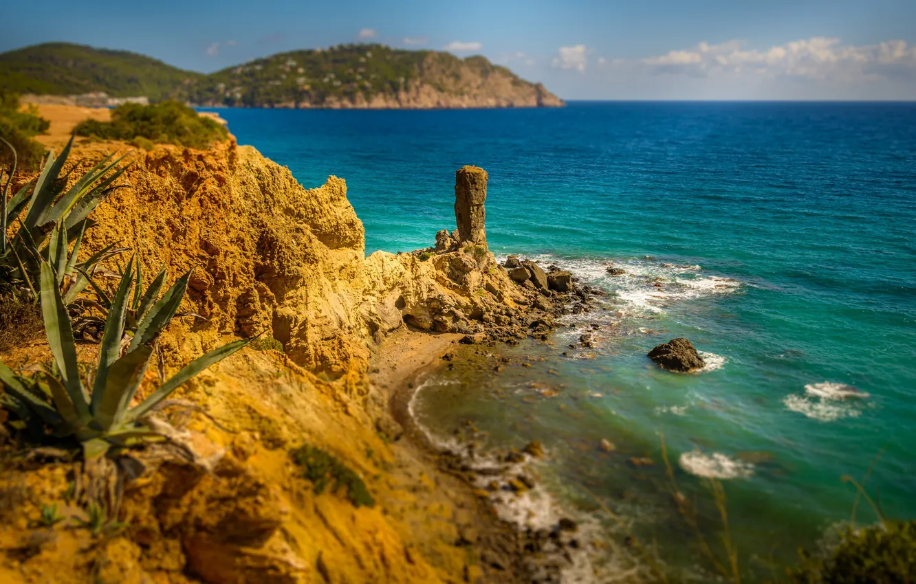 Photo wallpaper sand, sea, beach, summer, light, mountains, stones, shore