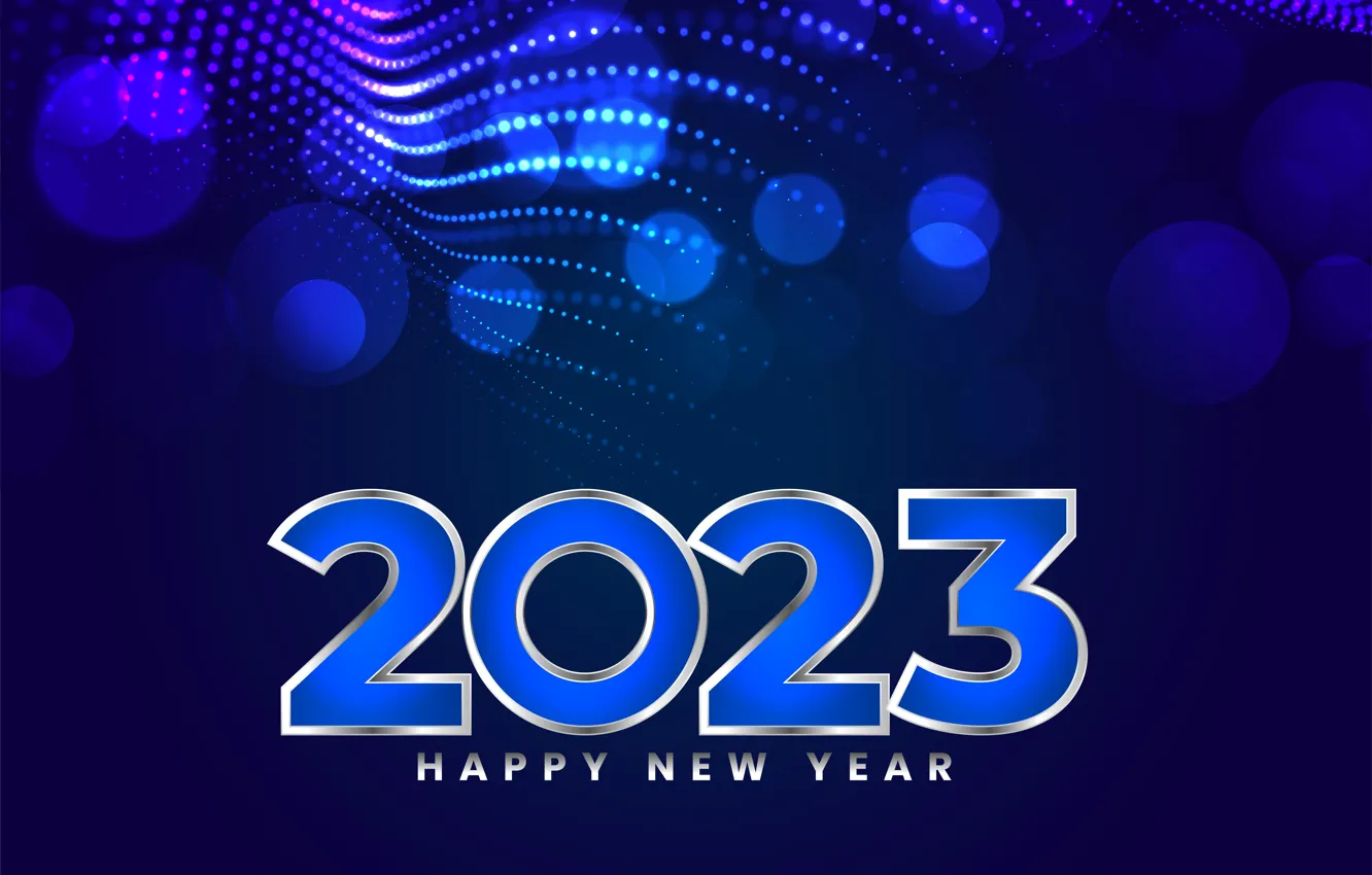 Photo wallpaper new year, point, figures, mug, blue background, date, bokeh, purple background