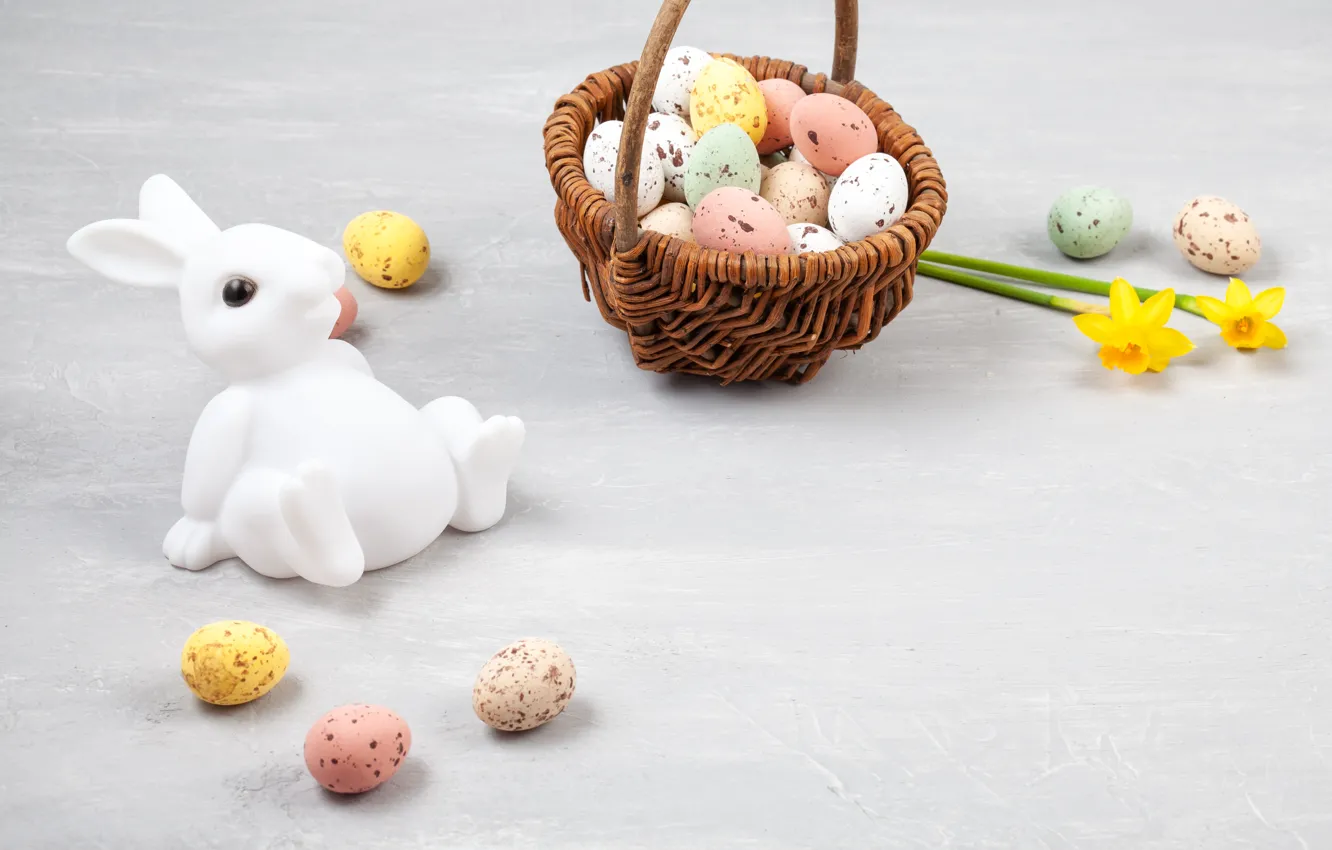 Photo wallpaper holiday, eggs, rabbit, Easter