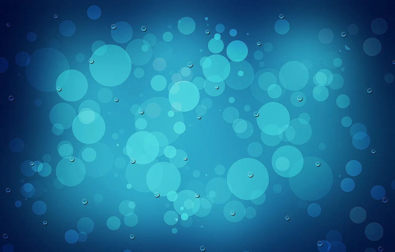 Photo wallpaper drops, circles, blue, background