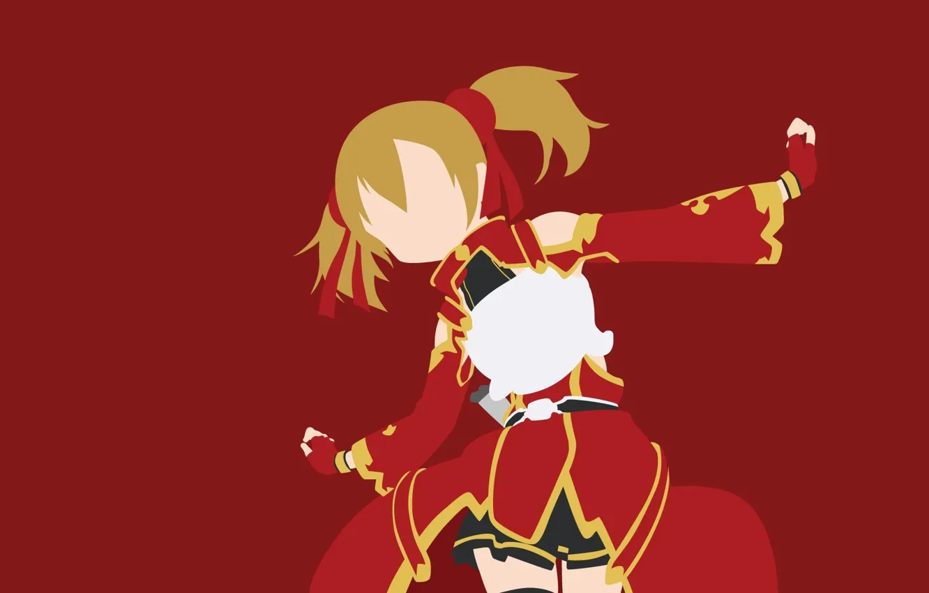 Photo wallpaper red, sword, game, minimalism, anime, fairy, pretty, asian