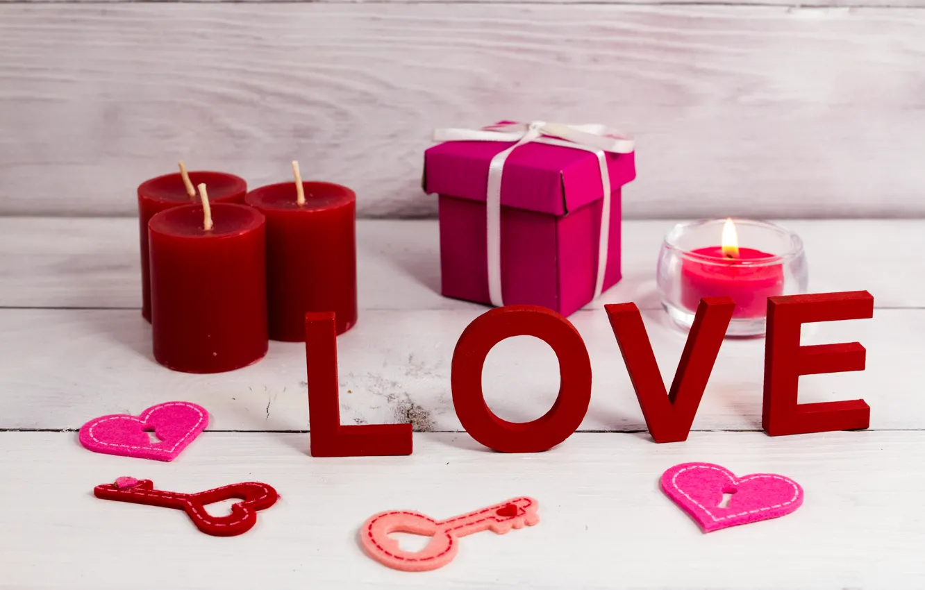 Photo wallpaper love, heart, candles, love, heart, romantic, valentine's day