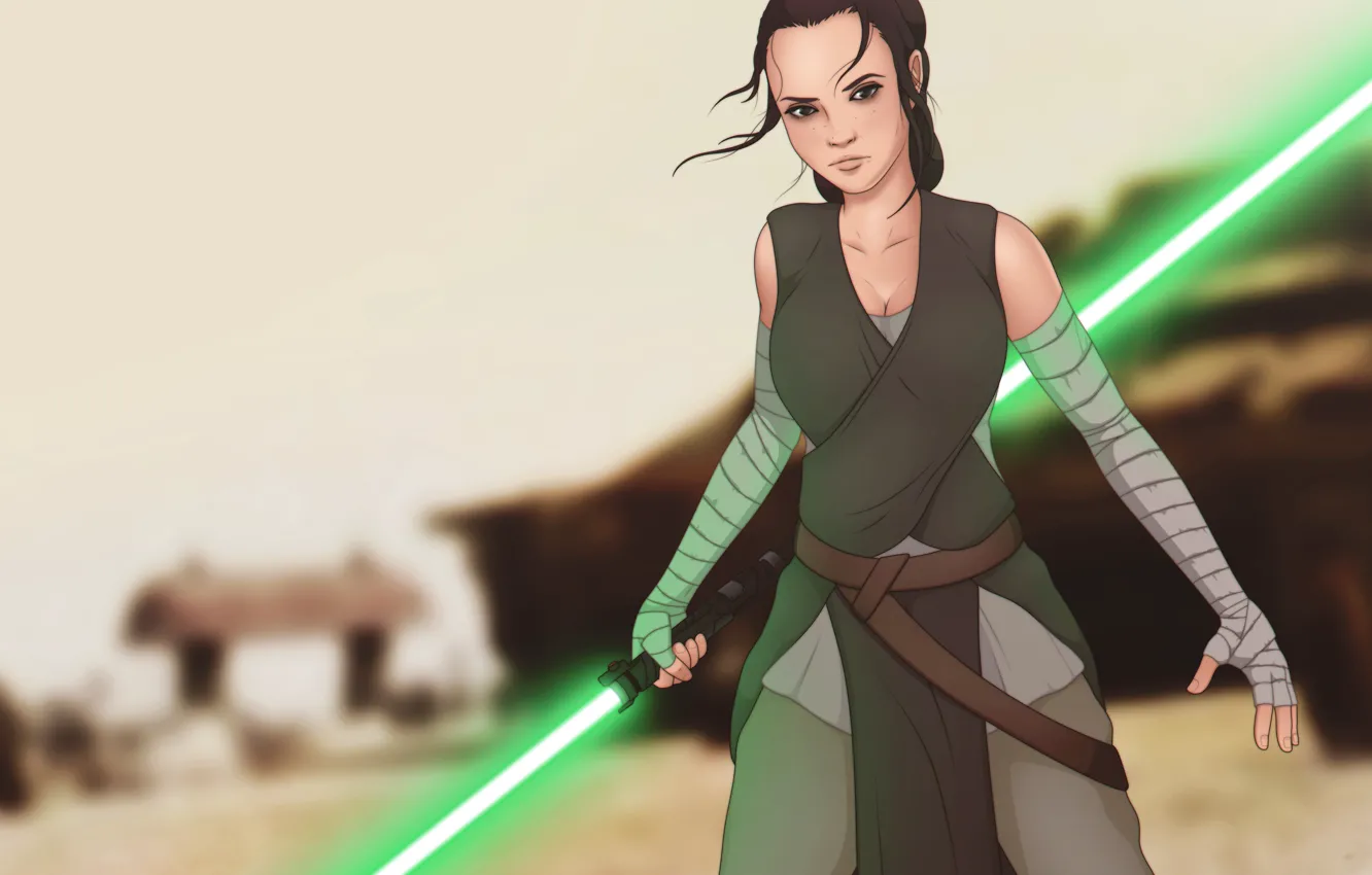 Photo wallpaper girl, fiction, Star Wars, Jedi, Ray, Star Wars: The Force Awakens, Star wars: the force …