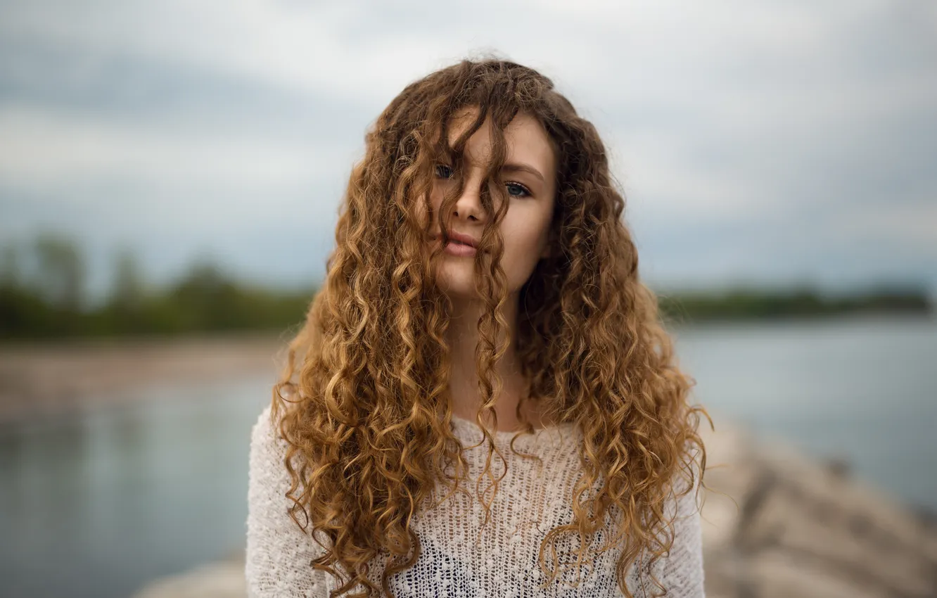 Photo wallpaper girl, hair, curls, curls