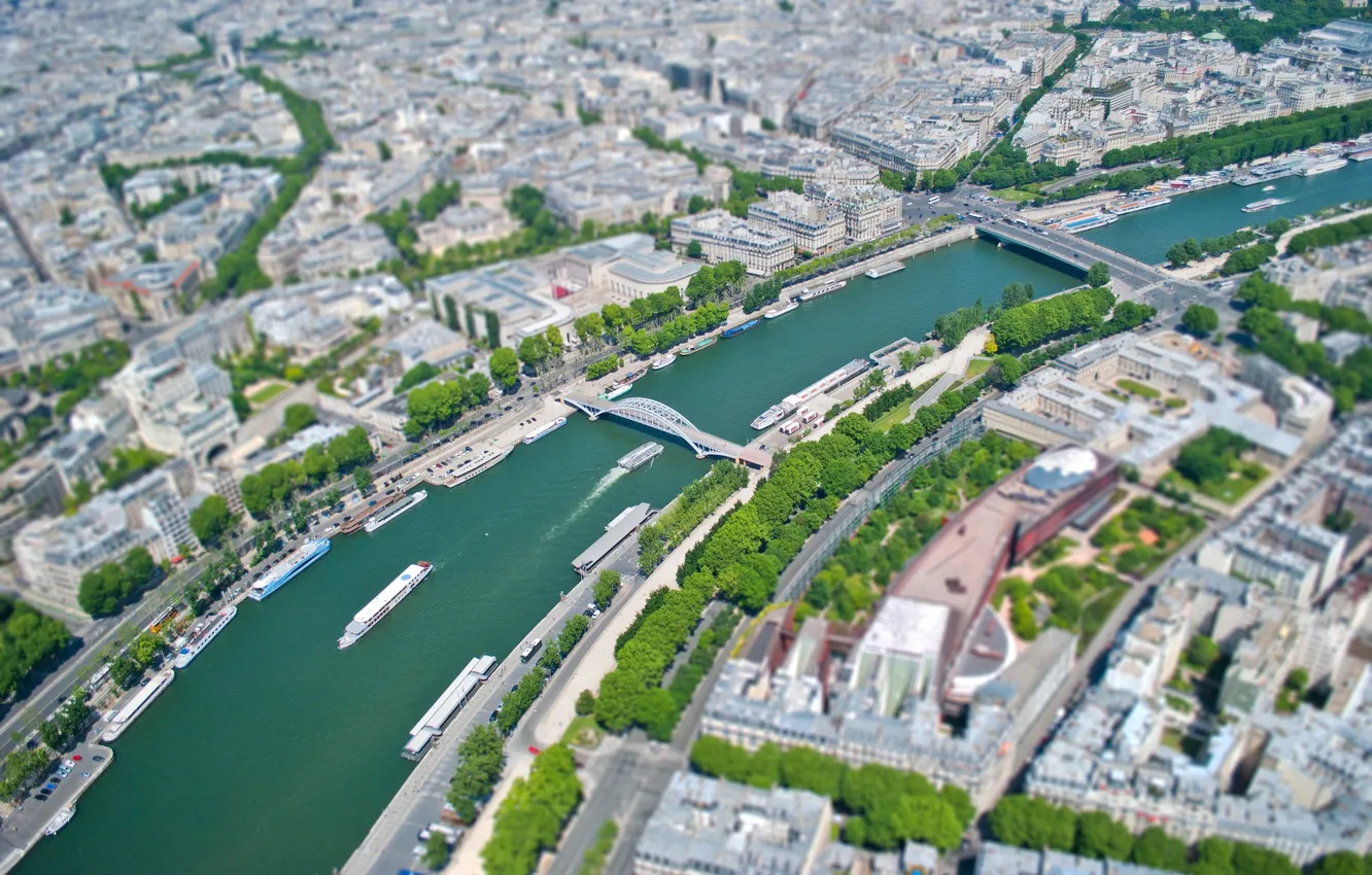 Photo wallpaper river, France, Paris, ship, home, panorama, street, neighborhoods