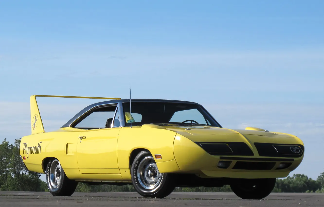 Photo wallpaper yellow, car, muscle car, Plymouth, Plymouth, Superbird, Road Runner