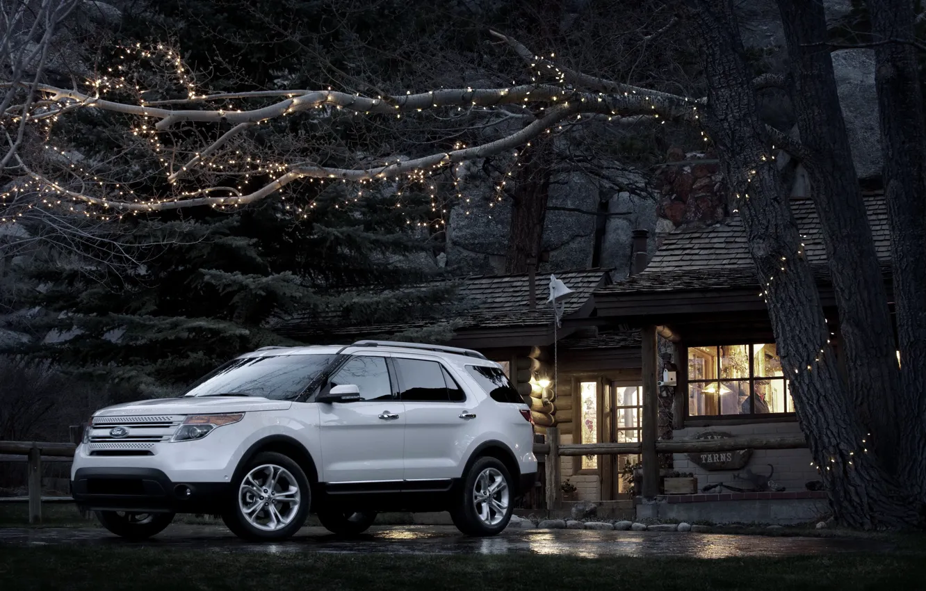 Photo wallpaper machine, house, Ford, Ford, jeep, SUV, Car, Explorer