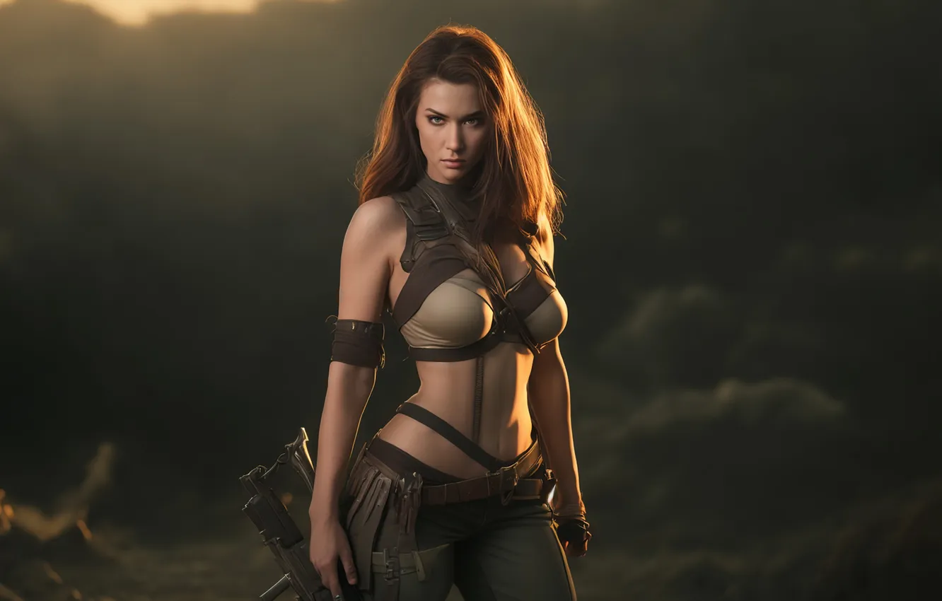 Photo wallpaper girl, warrior, warrior