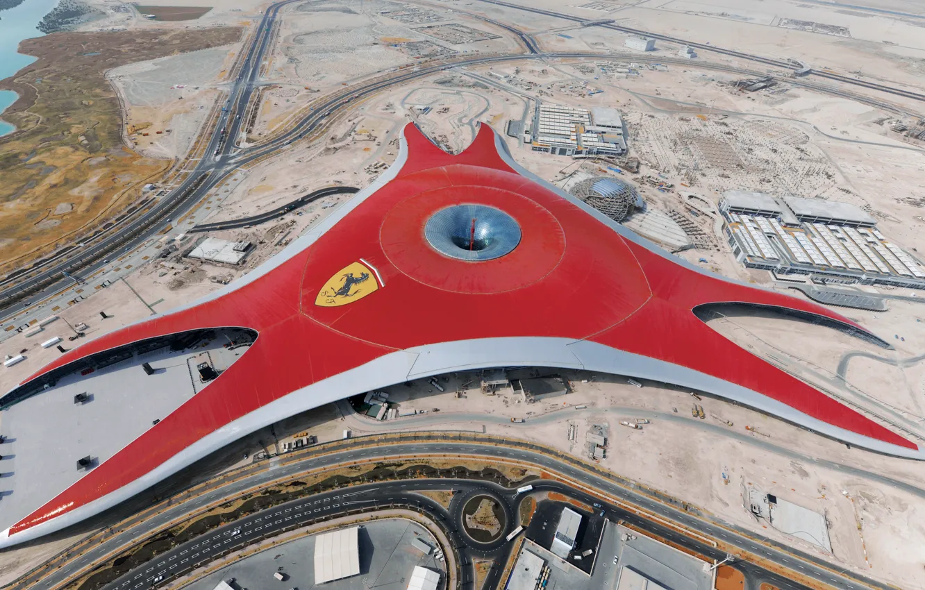Photo wallpaper Dubai, Ferrari World, UAE, Abu Dhabi, Emirates, Park Ferrari, Formula Rossa, Italy desigh