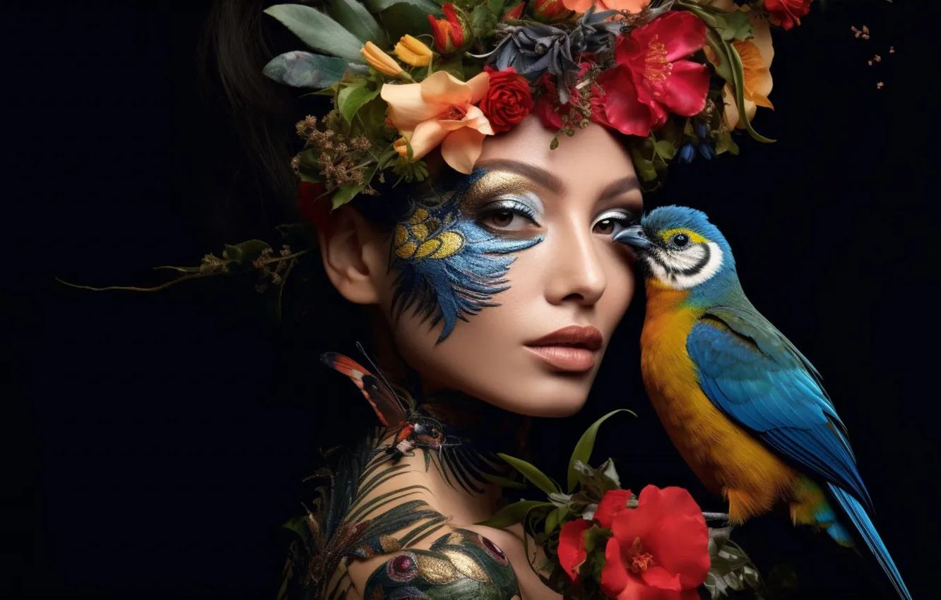 Photo wallpaper girl, makeup, AI art