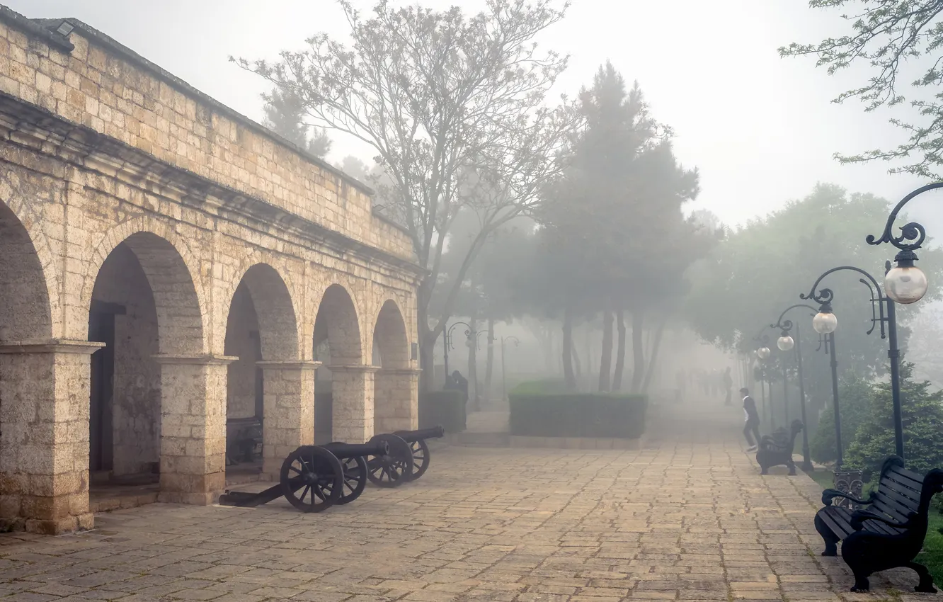 Photo wallpaper fog, overcast, Dagestan, Andrey Vasilyev, Naryn-Kala Fortress