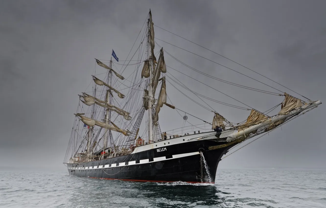 Photo wallpaper the ocean, ship, mast, Belem