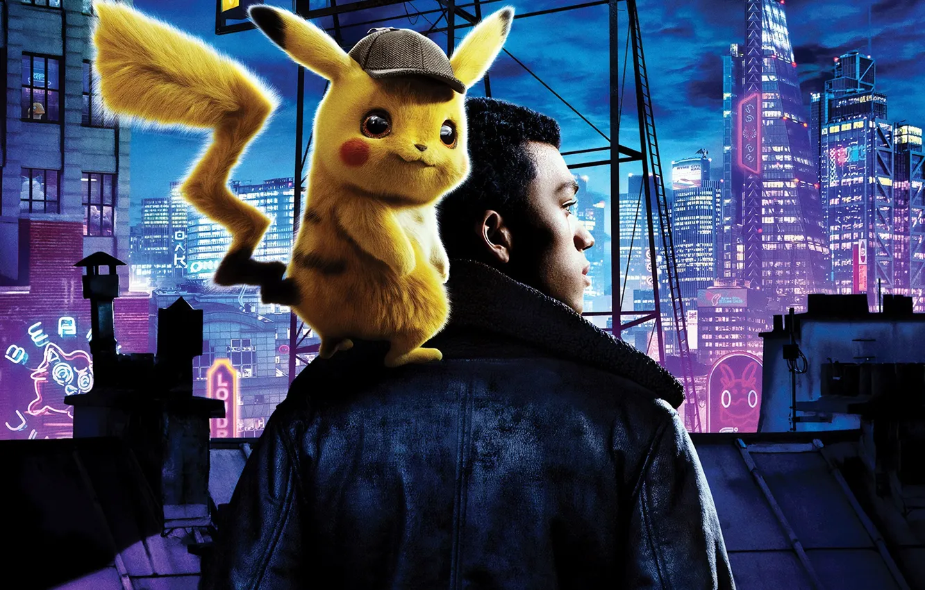 Photo wallpaper fiction, fantasy, poster, Pokémon Detective Pikachu, Pokemon. Detective Pikachu