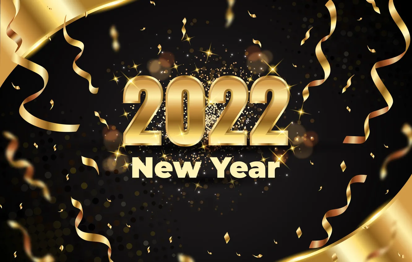 Photo wallpaper gold, new year, figures, golden, black background, serpentine, New Year, luxury