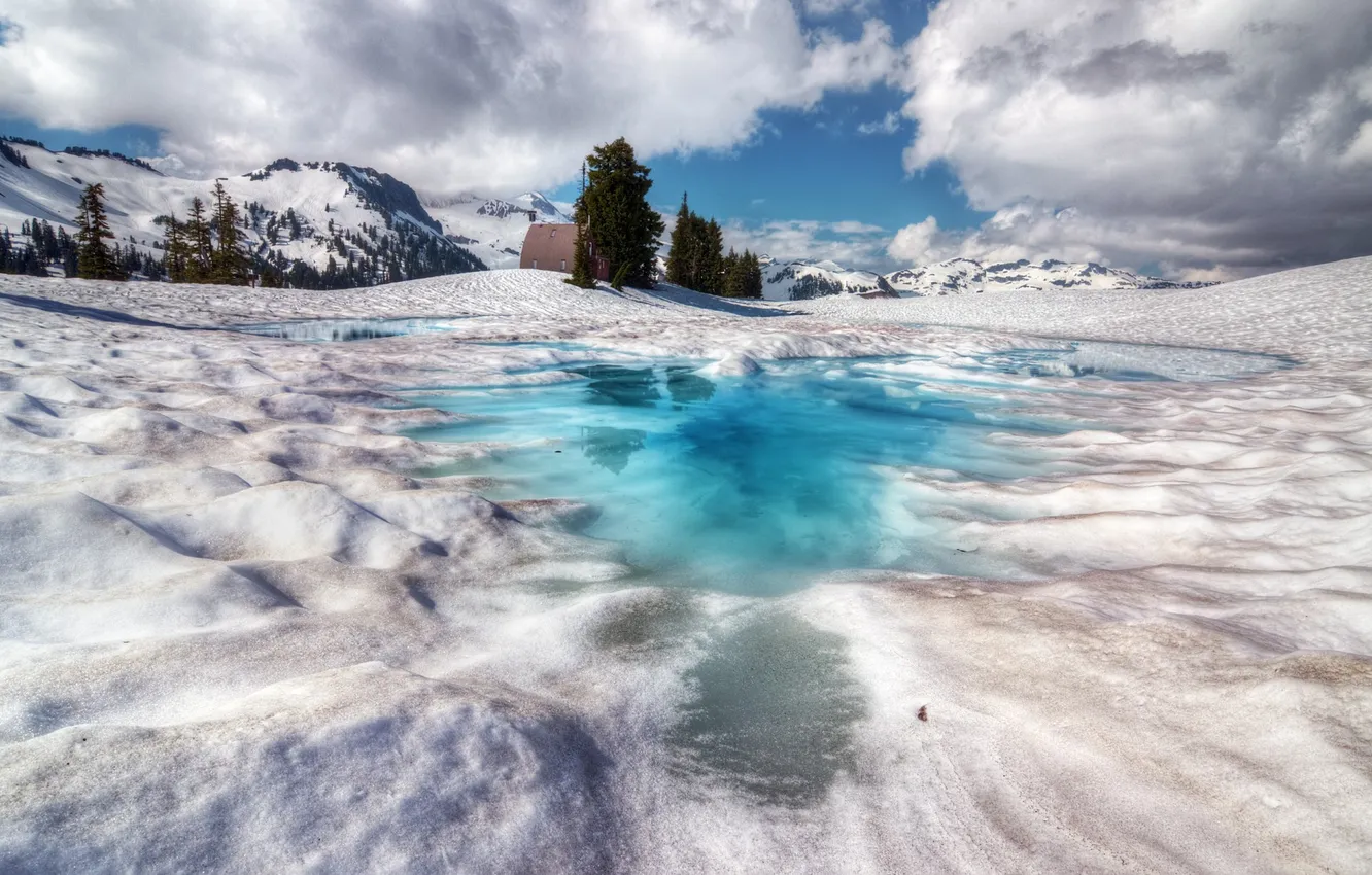Photo wallpaper ice, winter, snow, river, Canada, photographer Ivan Andreevich, gloomy sky
