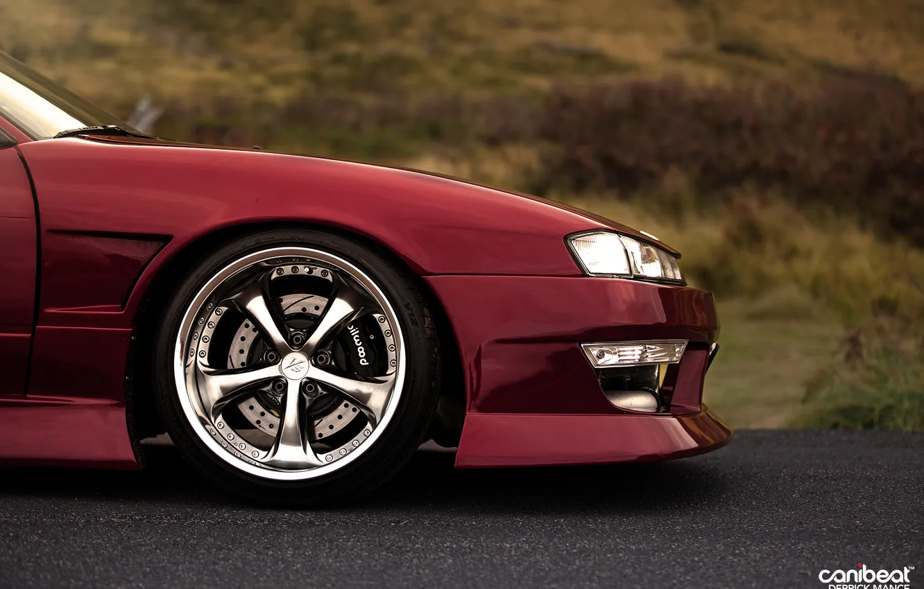 Photo wallpaper tuning, wheel, disk, red, Nissan, the view from the side, stance, S13