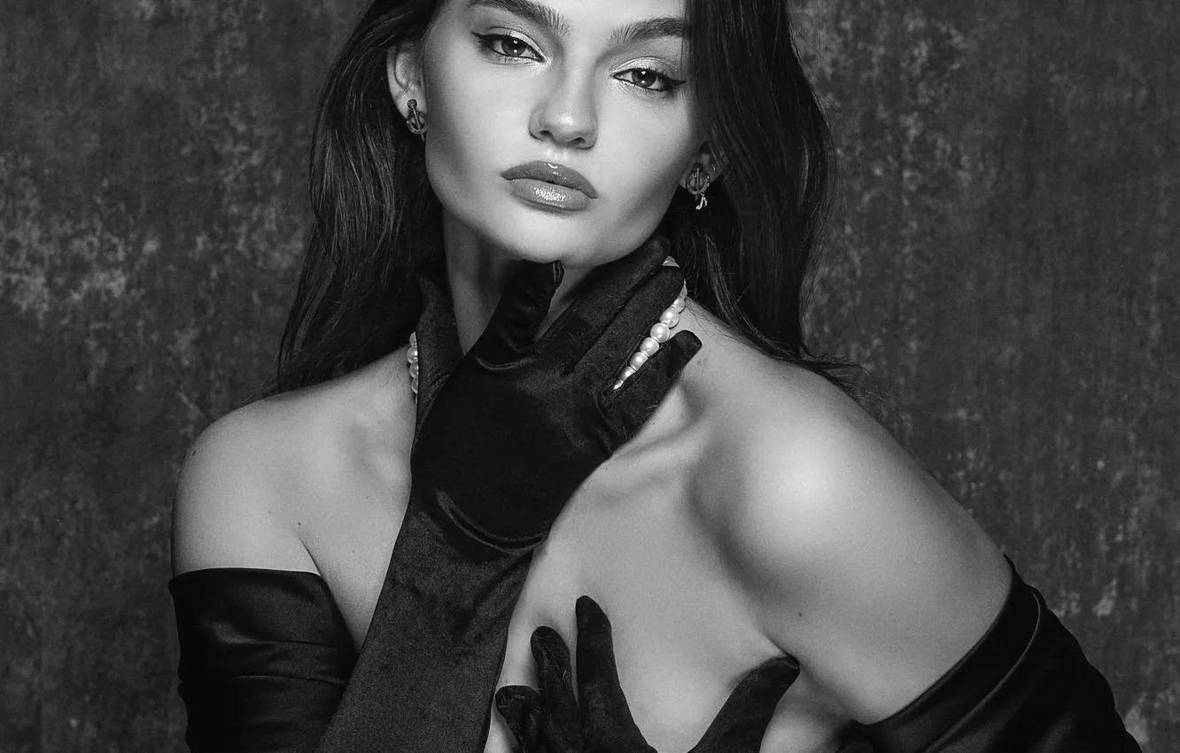 Photo wallpaper black and white, model, Kristian Kostadinov