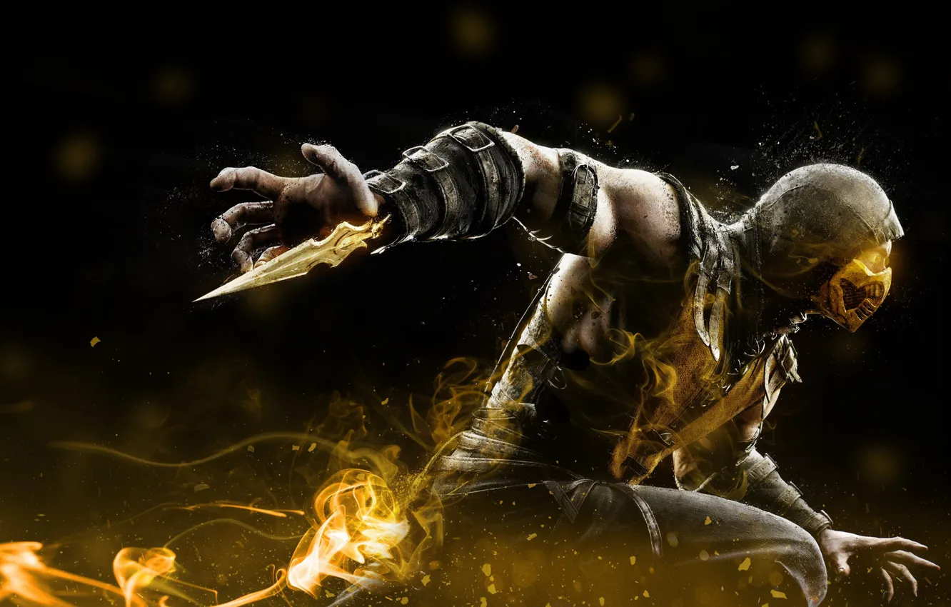 Photo wallpaper art, Mortal Kombat, Scorpion, Characters, Mortal Kombat X, by Meduzarts Mtl, Meduzarts Mtl