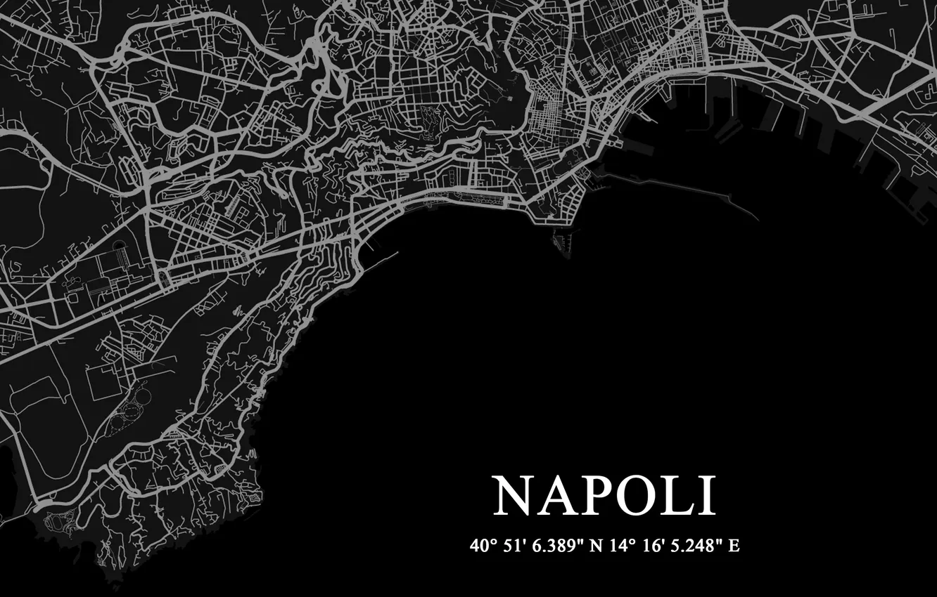 Photo wallpaper city, Italy, map, Napoli, Naples, Minimalism, miscellanea, simple background