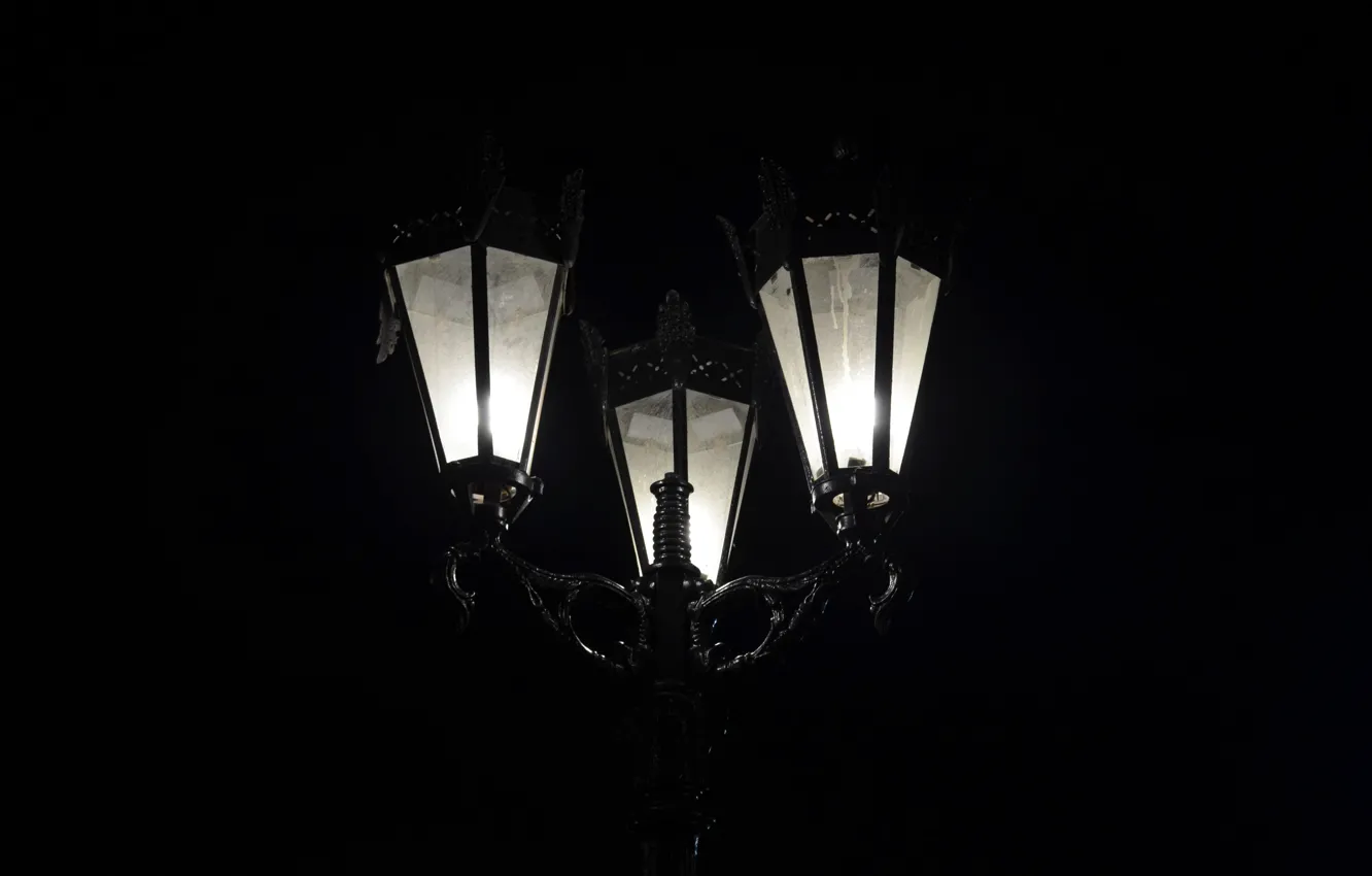 Photo wallpaper light, night, street, black, minimalism, lantern