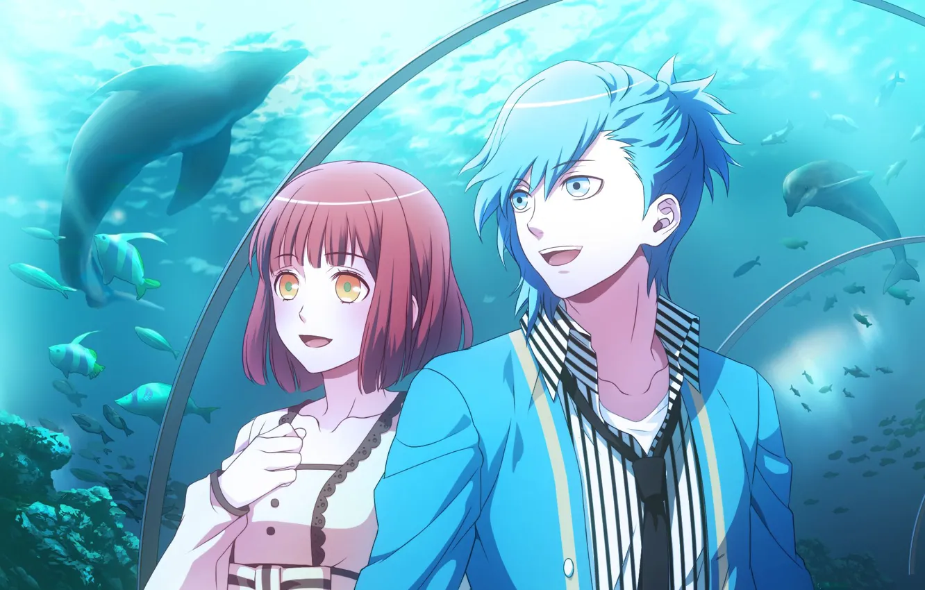 Photo wallpaper girl, aquarium, anime, art, guy, Uta no prince-sama