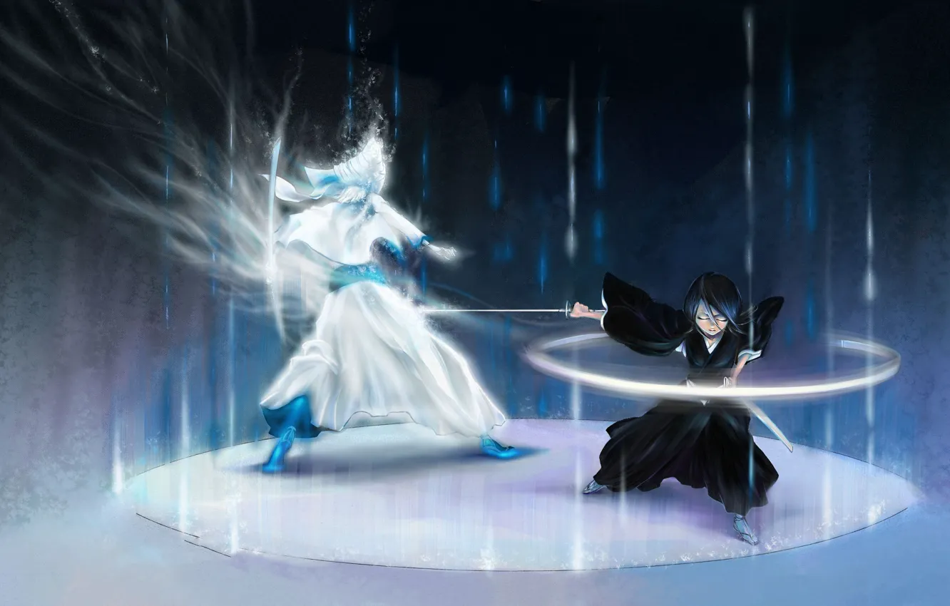 Photo wallpaper katana, Anime, battle, Bleach, Bleach, art, Rukia Kuchiki, zanpakutō