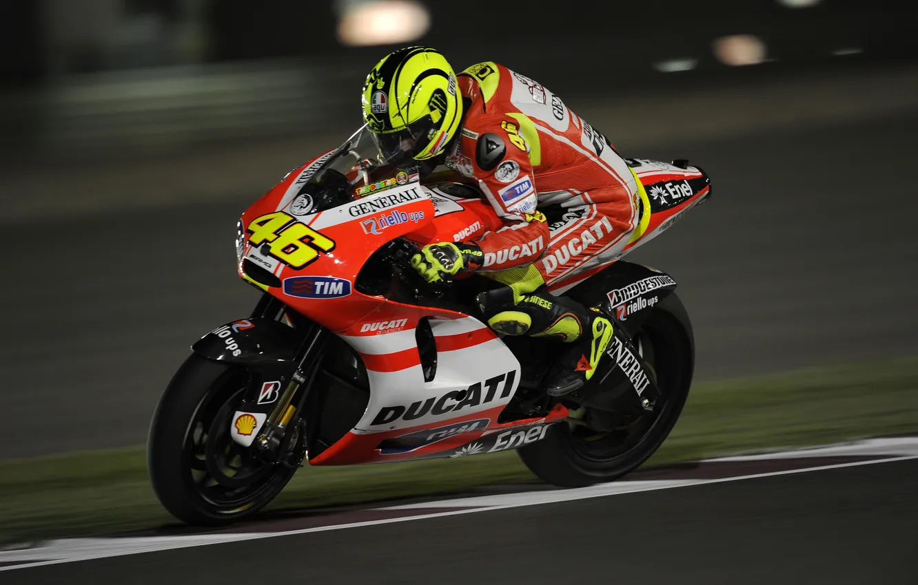 Photo wallpaper Speed, Race, Motorcycle, Track, Ducati, MotoGP, Valentino, Rossi