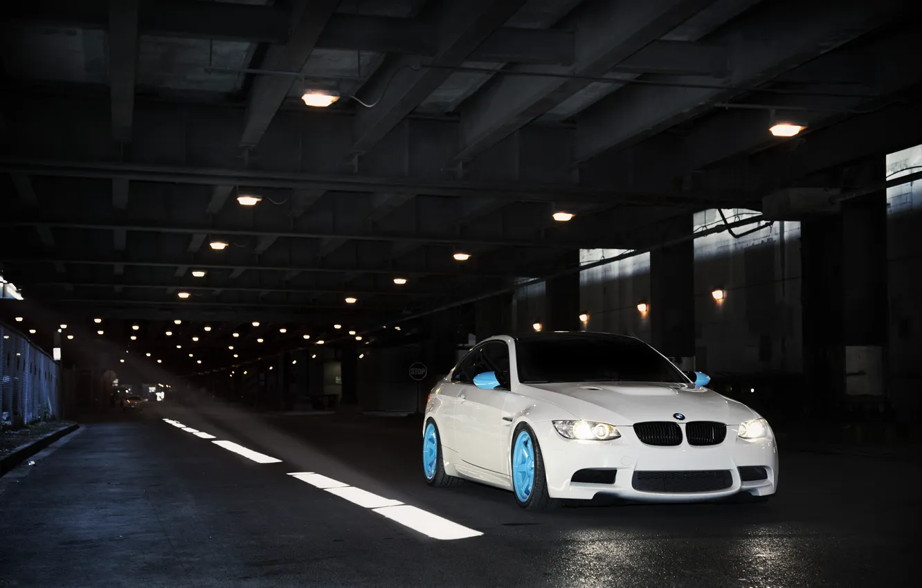 Photo wallpaper white, BMW, BMW, the tunnel, white, E92, IND