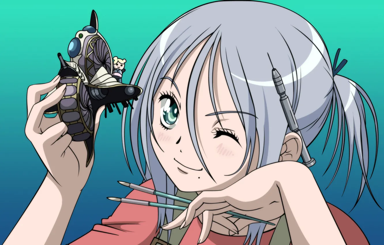 Photo wallpaper toy, hands, girl, mole, brush, syringe