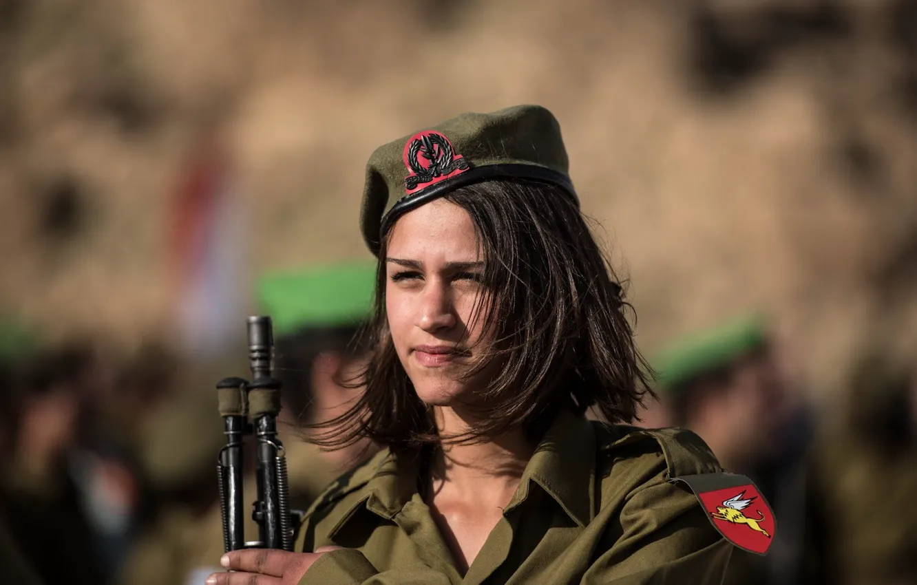Photo wallpaper girl, weapons, soldiers, Israel Defense Forces