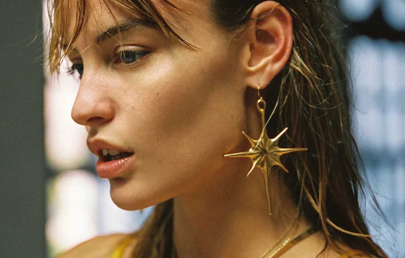 Photo wallpaper earrings, Model, Photographer, Cameron Hammond, Lena Simonne