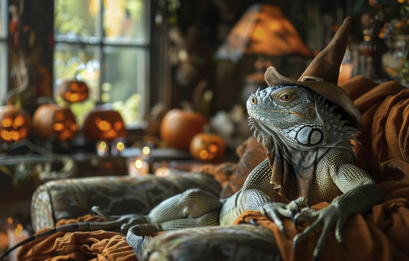 Photo wallpaper Halloween, neural network, look, holiday, AI art, autumn, the scenery, pose