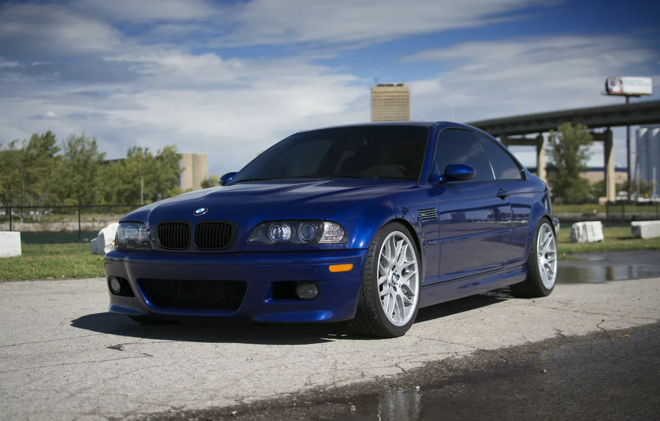 Photo wallpaper Blue, E46, Puddle, M3