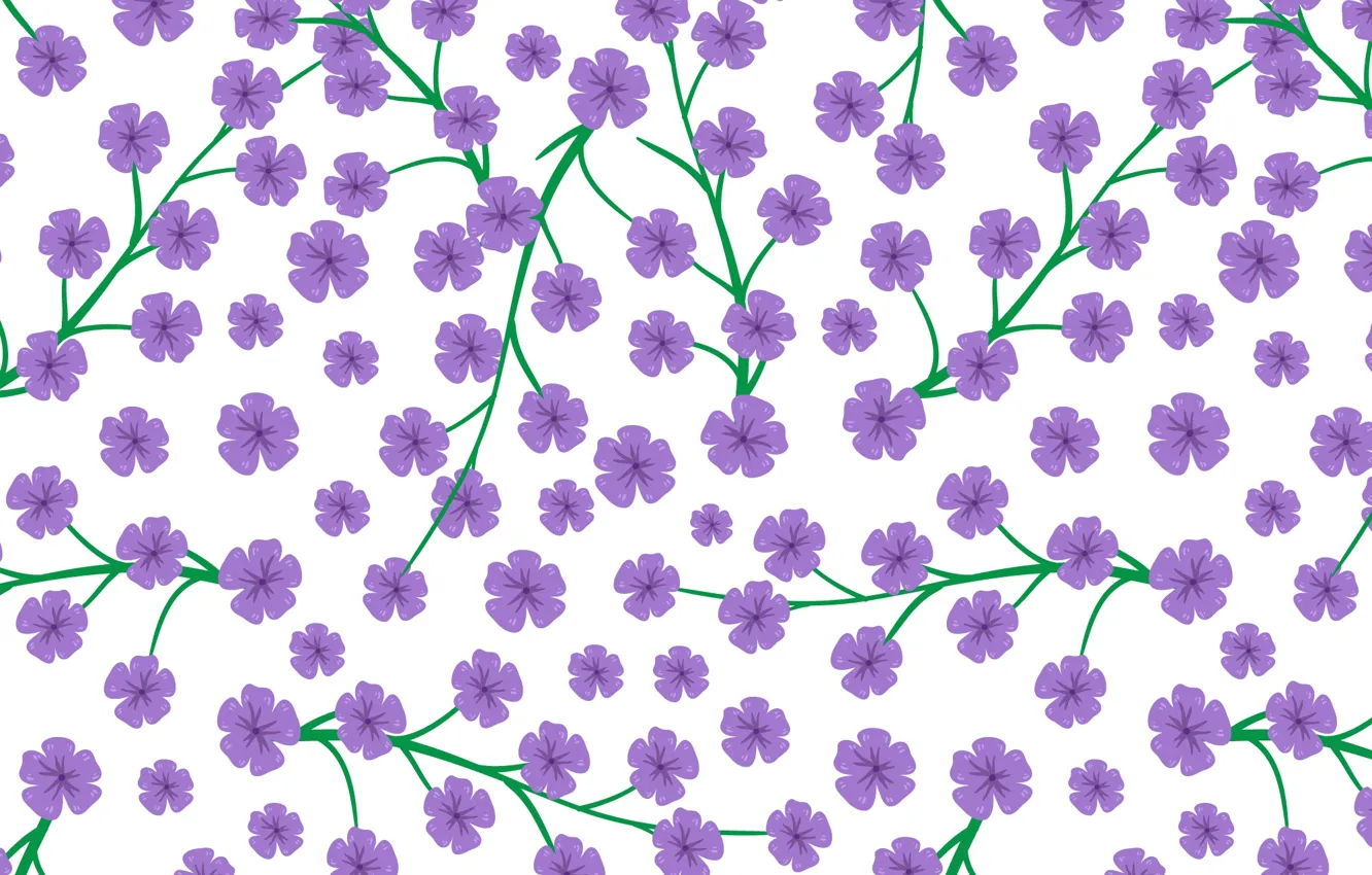 Photo wallpaper flowers, white, flowers, background, pattern, purple