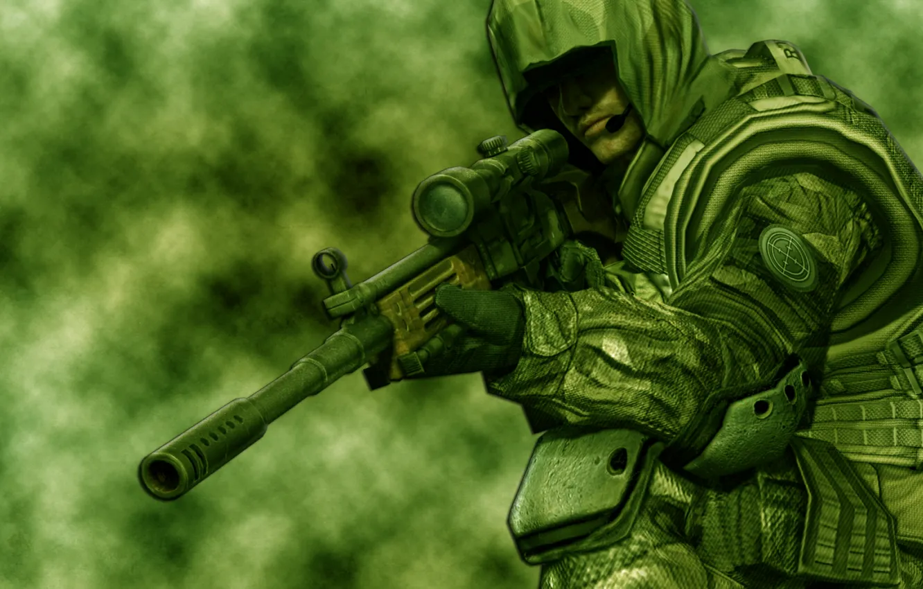 Photo wallpaper green, weapons, soldiers, sniper, sight