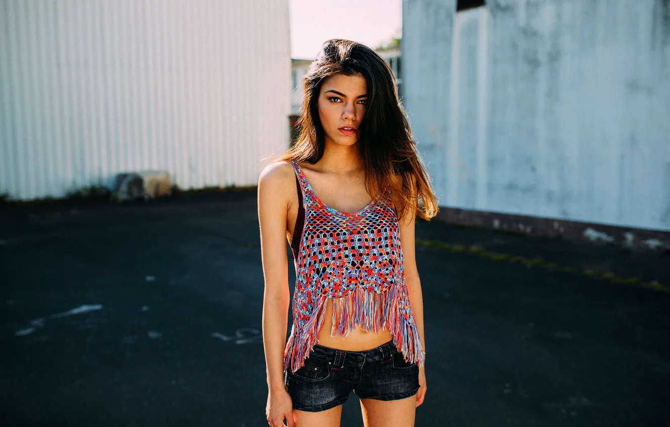 Photo wallpaper look, pose, model, shorts, portrait, makeup, Mike, figure