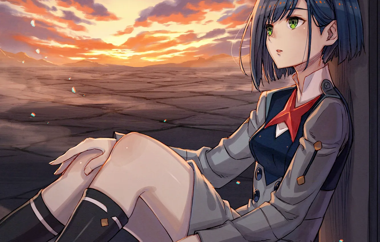 Photo wallpaper girl, sunset, anime, art, Ichigo, Darling In The Frankxx, Cute in France