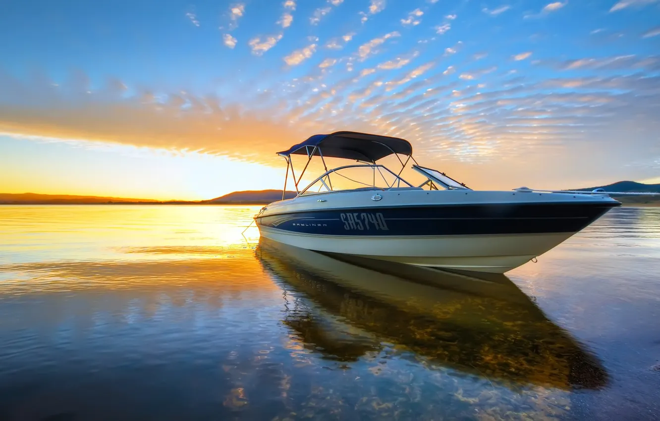 Photo wallpaper sea, the sky, the sun, landscape, sunset, background, Wallpaper, color