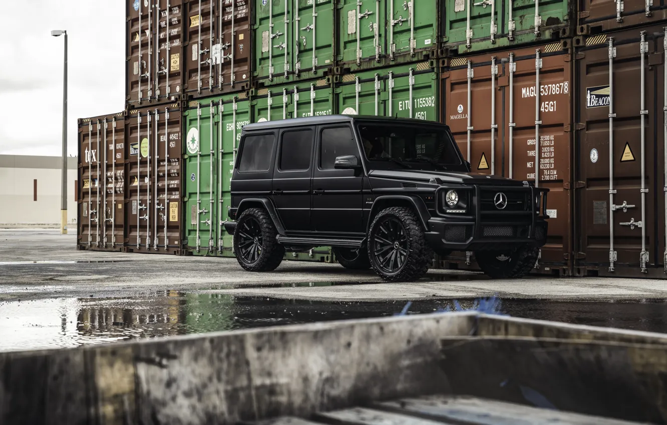 Photo wallpaper black, Mercedes Benz, AMG, Matte, Gelandewagen, G Wagon