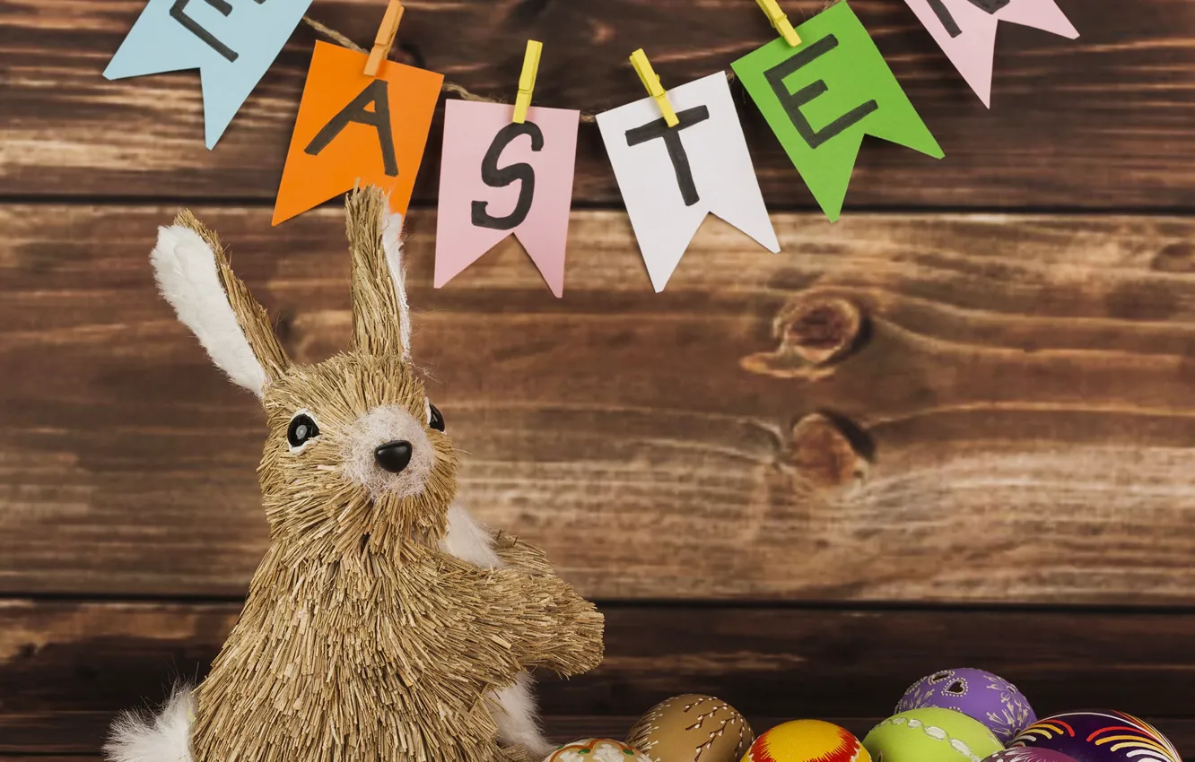 Photo wallpaper eggs, rabbit, Easter, Easter, Holidays