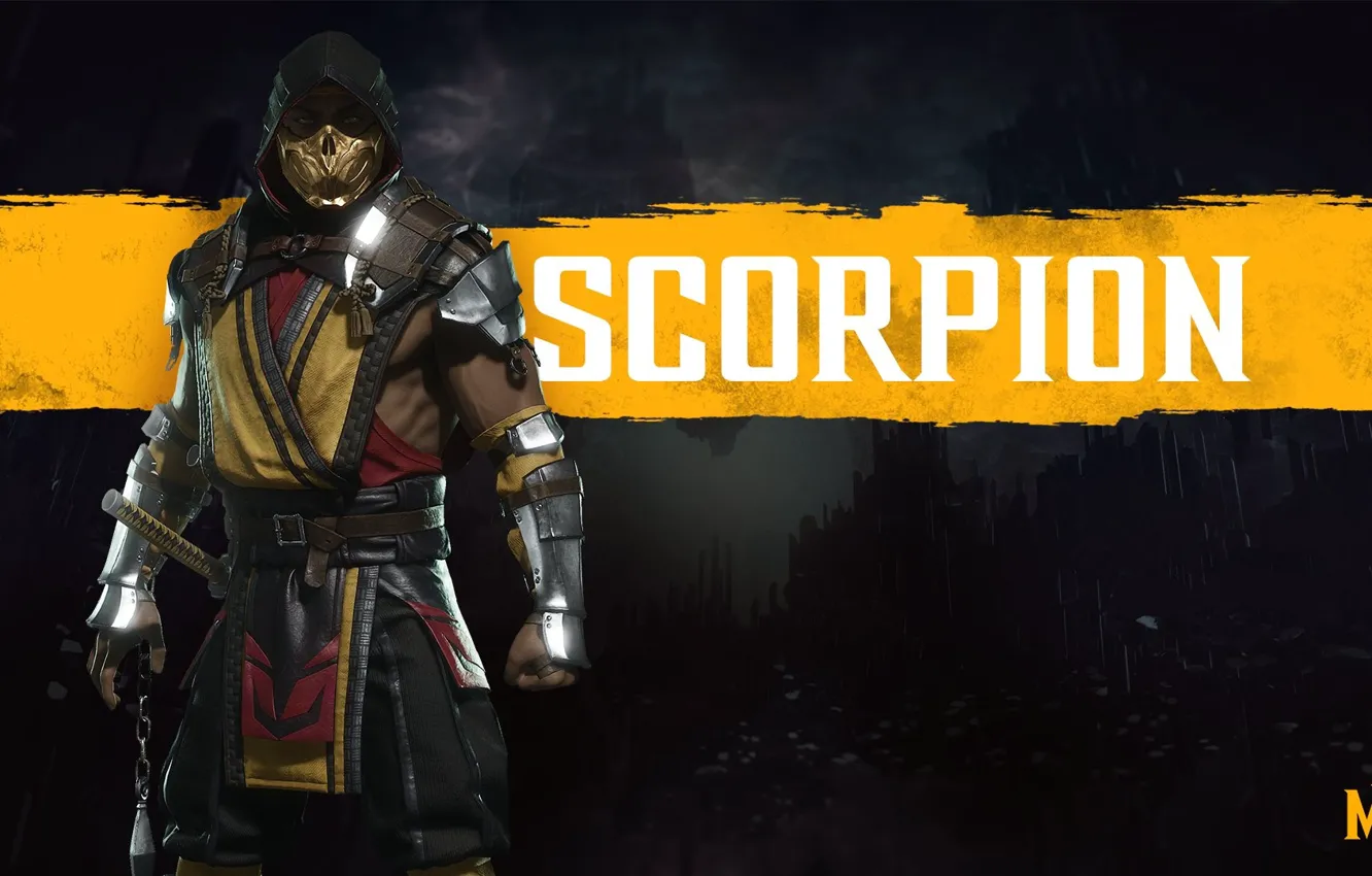 Photo wallpaper the game, art, fighter, Scorpio, characters, Mortal Kombat, Mortal Kombat, Scorpion