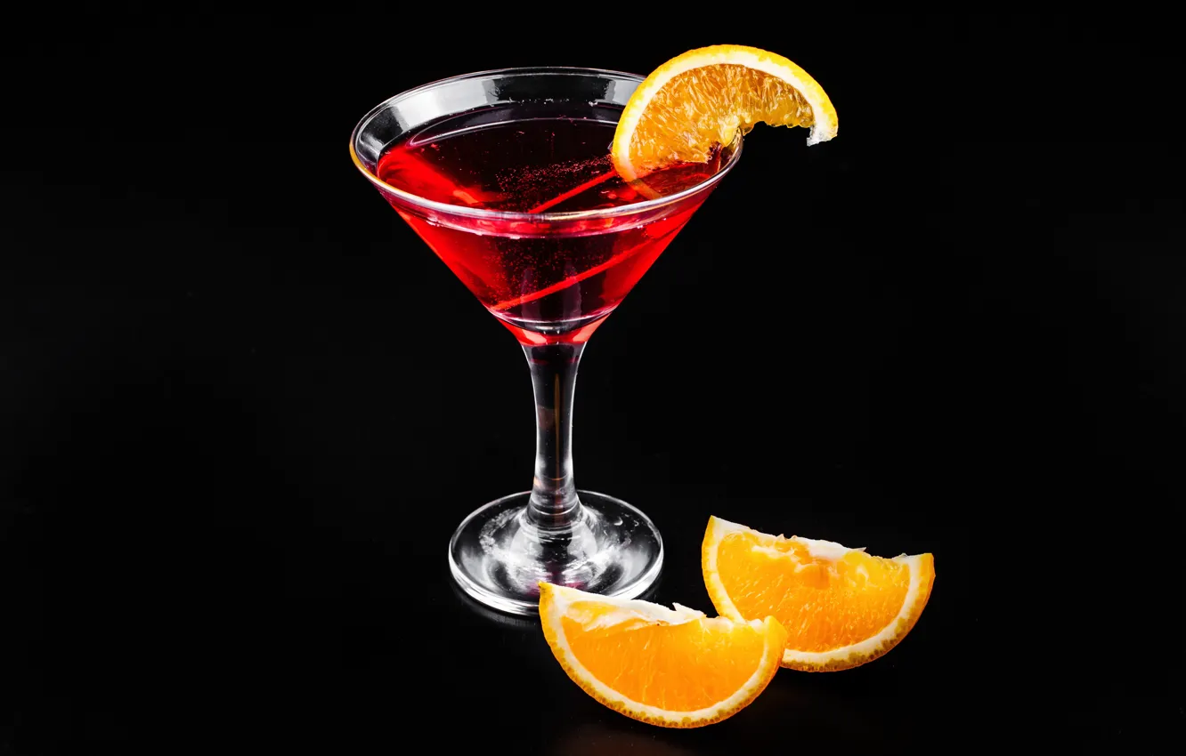 Photo wallpaper glass, orange, cocktail, drink, orange, cocktail