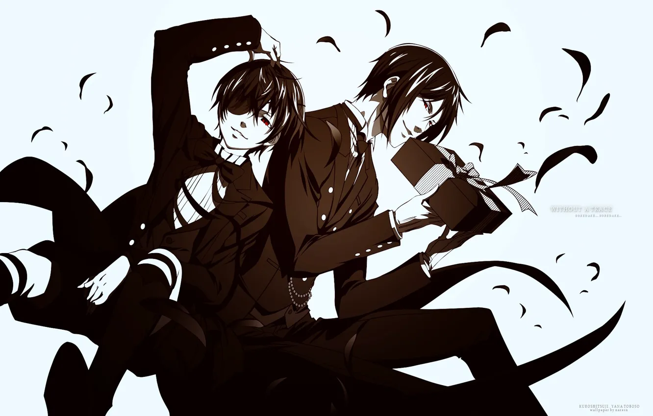 Photo wallpaper white background, kuroshitsuji, Ciel, Sebastian, Dark Butler