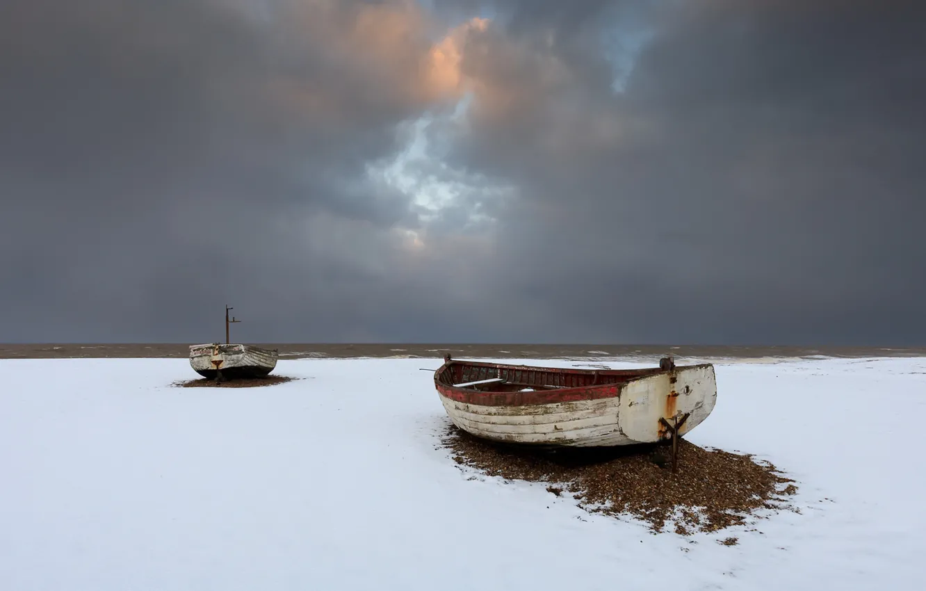 Photo wallpaper sea, shore, boat