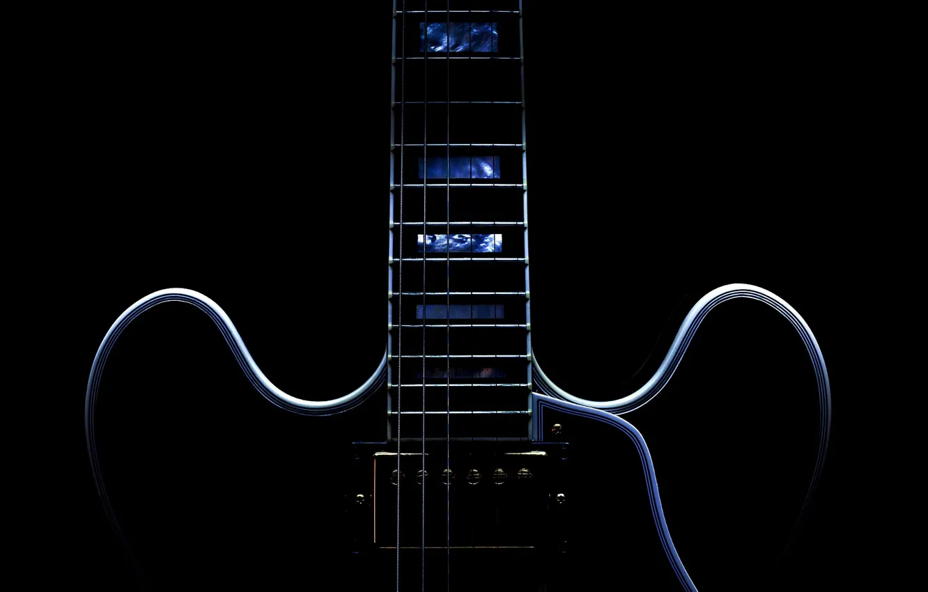 Photo wallpaper music, guitar, silhouette, black background, electric guitar, musical instrument