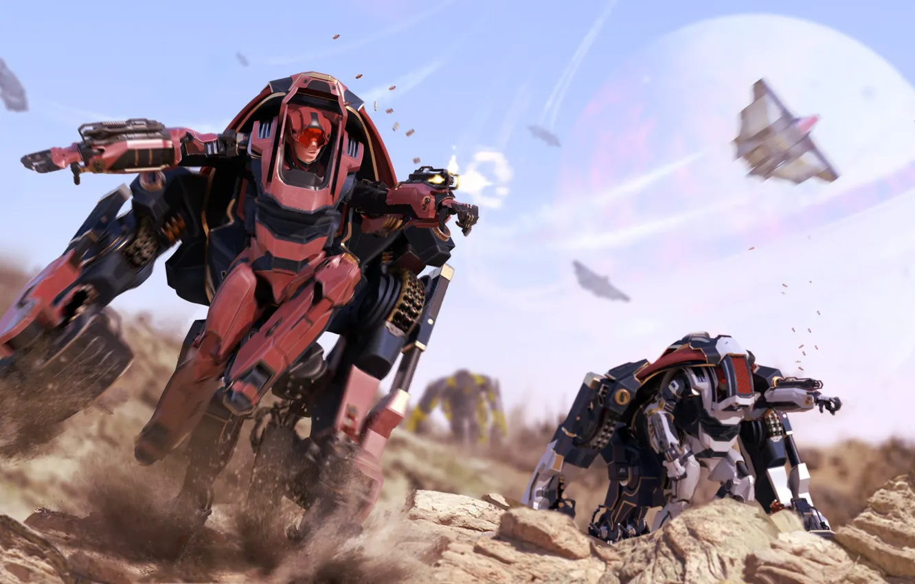 Photo wallpaper stones, planet, Android, Exosuit, Starship Troopers Redesign